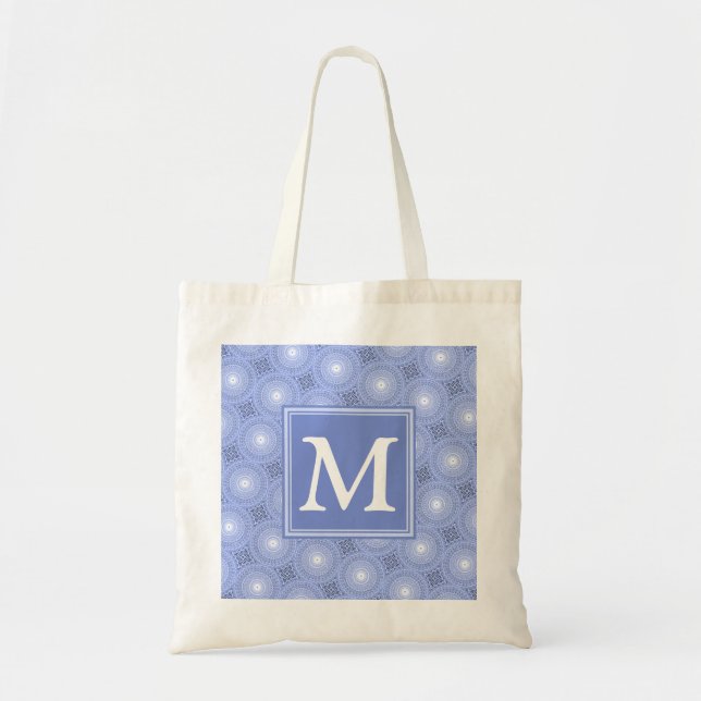 Monogram Blue Circles pattern Tragetasche (Vorne)