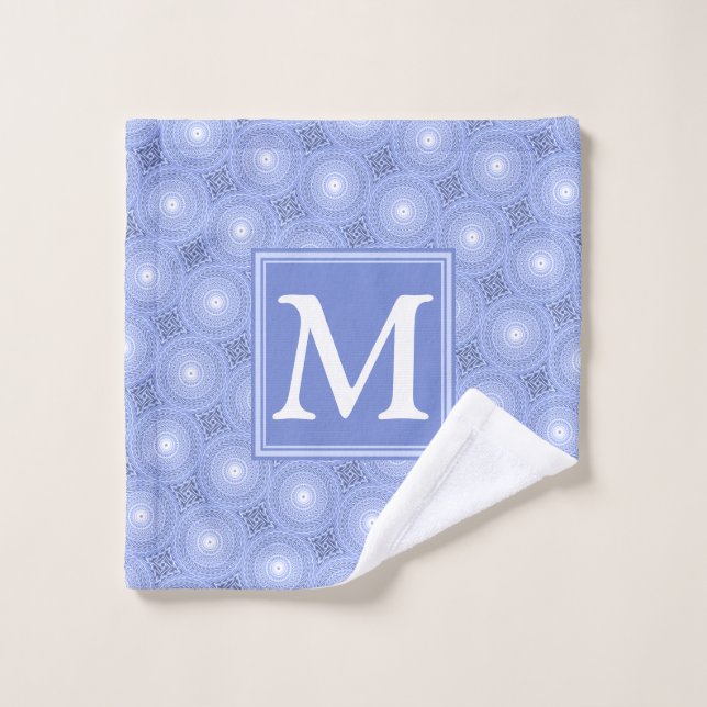Monogram Blue Circles pattern Waschlappen (Waschlappen)