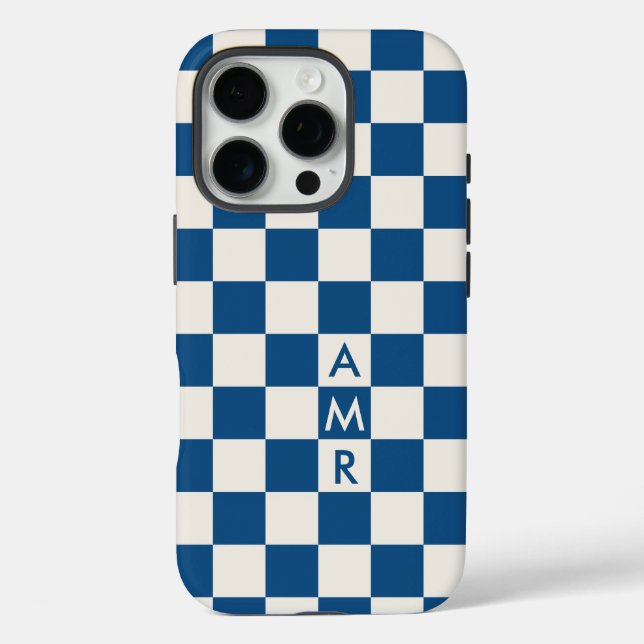 Monogram Blue Creme Prüfmuster Case-Mate iPhone Hülle (Rückseite)