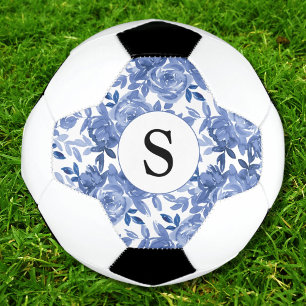 Monogram Blue Floral Pattern Fußball