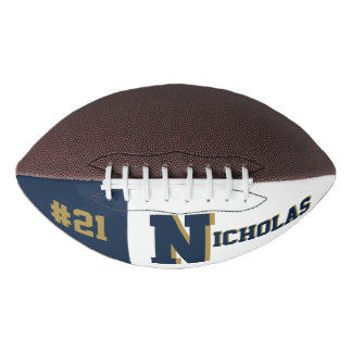 Monogram Blue & Gold Football