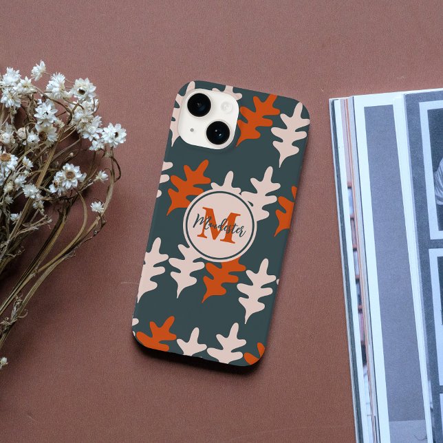 Monogram Blue, Grau & Orange Abstrakt Art Pattern iPhone Hülle (Von Creator hochgeladen)