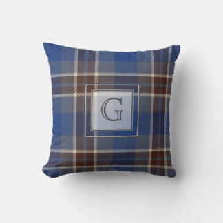 Monogram Blue Graue Tartan Geschenke für Männer, i Kissen