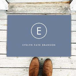 Monogram Blue Gray Minimalistisch Einfache Anfangs Fußmatte