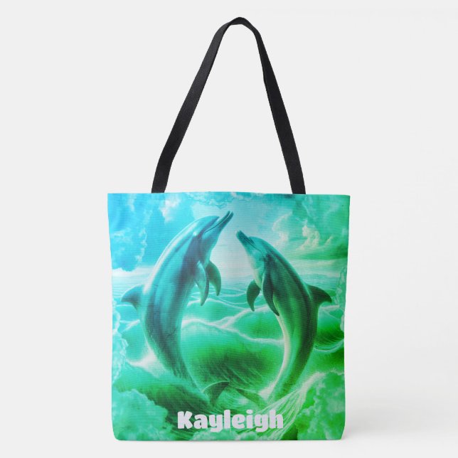 Monogram Blue & Green Delphins Ozean | (Vorderseite)