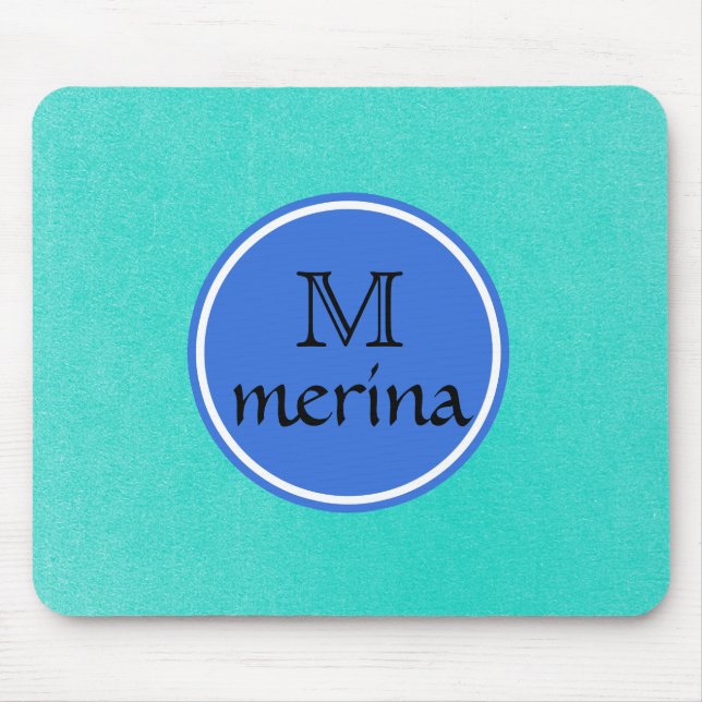 Monogram Blue Green Gold Circle Mousepad (Vorne)