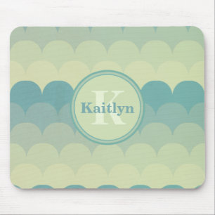 Monogram Blue Green Wave Muster Mousepad