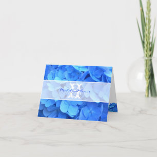 Monogram Blue Hydrangea Dankeschön Note Card