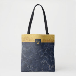 Monogram Blue Imitats Marble & Gold Texture Patter