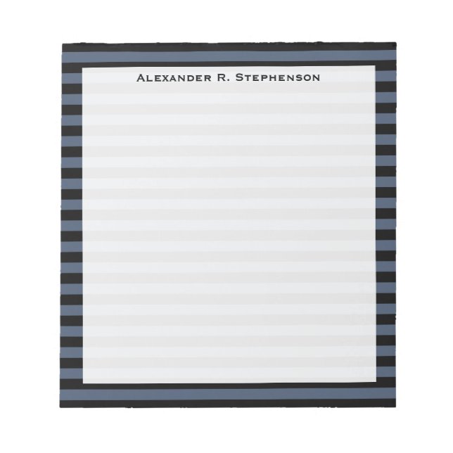 Monogram Blue Jeans Blue and Black Strip Notizblock (Vorderseite)