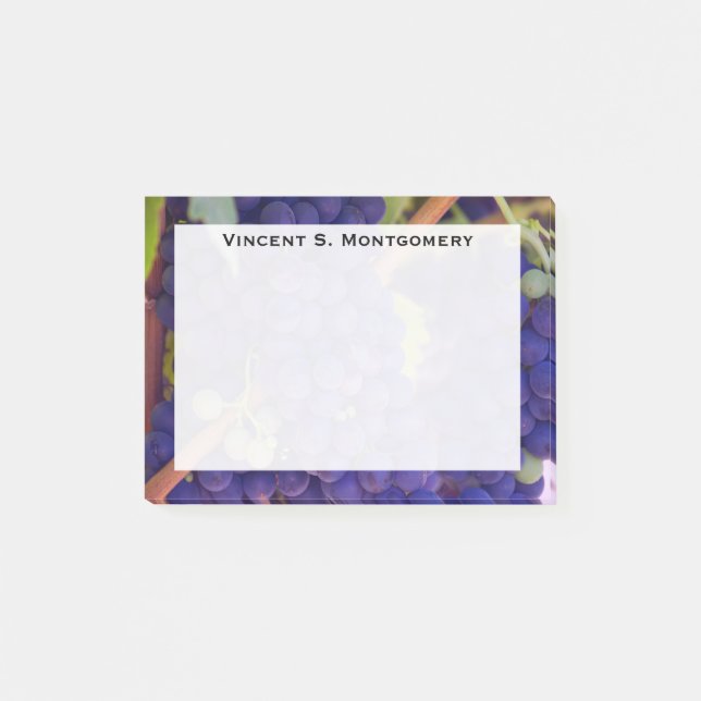 Monogram Blue Lila Trauben Post-it Klebezettel (Vorderseite)
