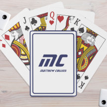 Monogram Blue Minimalistisch Name Modern Text Men'