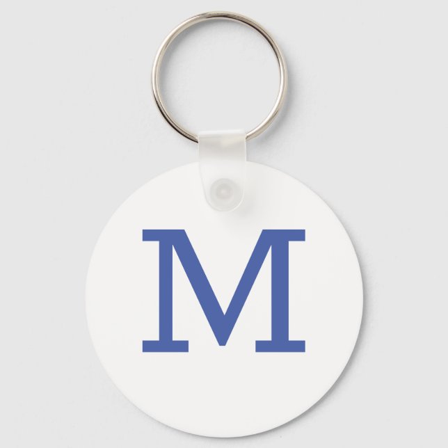 Monogram Blue Modern Fügen Sie Ihren Namen zuerst  Schlüsselanhänger (Vorderseite)