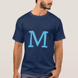 Monogram Blue Modern Fügen Sie Ihren Namen zuerst  T-Shirt