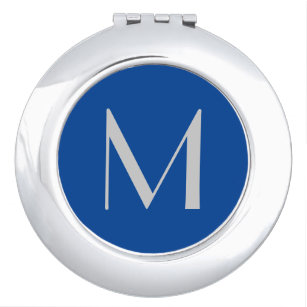 Monogram Blue Modern Fügen Sie Ihren Namen zuerst  Taschenspiegel