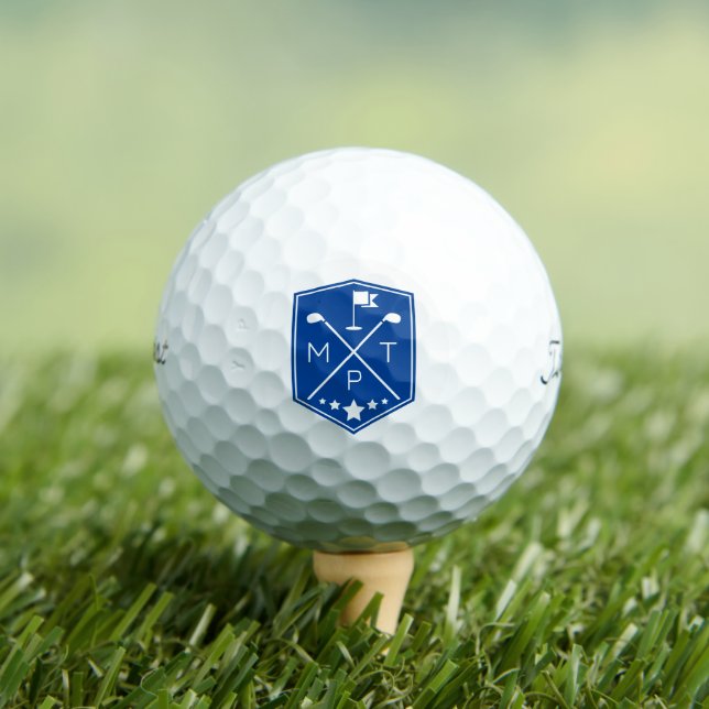 Monogram Blue Name Personalisiert Golfball (Insitu T-Shirt)