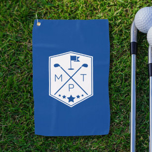 Monogram Blue Name Personalisiert Golfhandtuch