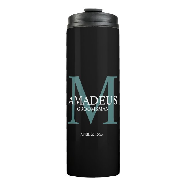 Monogram Blue Named thermal tumbler Thermosbecher (Vorderseite)