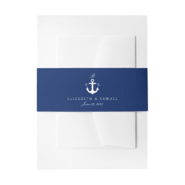 Monogram Blue Nautical Anchor Elegant Bands Einladungsbanderole