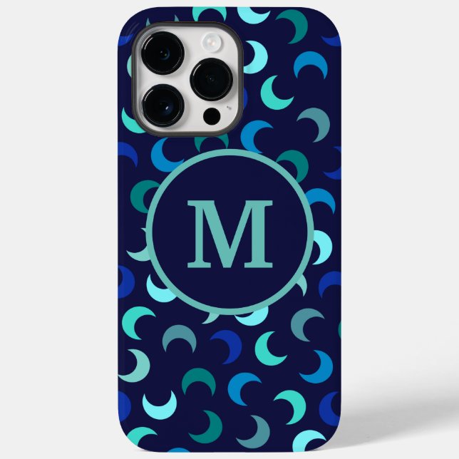Monogram Blue New Moon Muster Case-Mate iPhone Hülle (Rückseite)
