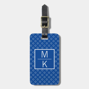 Monogram Blue Polka Squares Splitter Gepäckanhänger
