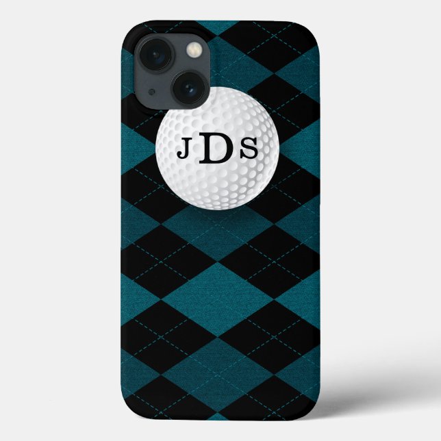 Monogram Blue Raute, Golf Ball iPad Mini Case (Rückseite)