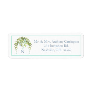 Monogram Blue Ribbons Floral Elegant Return Addons