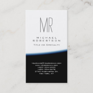 Monogram Blue Schwarz-weiß Chubby Business Card Visitenkarte