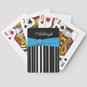 Monogram Blue Schwarz-weiß Striping Playing Cards Spielkarten