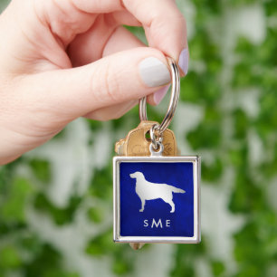 Monogram Blue Silver Setter Dog Schlüsselanhänger