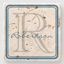 Monogram Blue Square Untersetzer