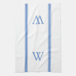Monogram Blue Strip Personalisiert Kitetücher Geschirrtuch