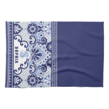 Monogram Blue und White Mexican Talavera Tile