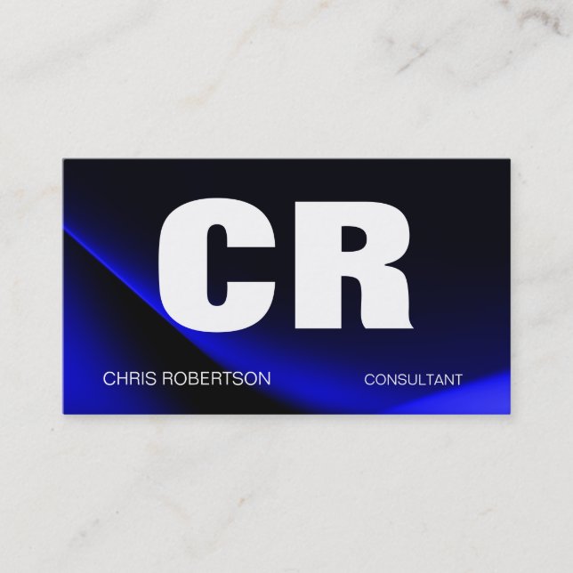 Monogram Blue White Business Card Visitenkarte (Vorderseite)