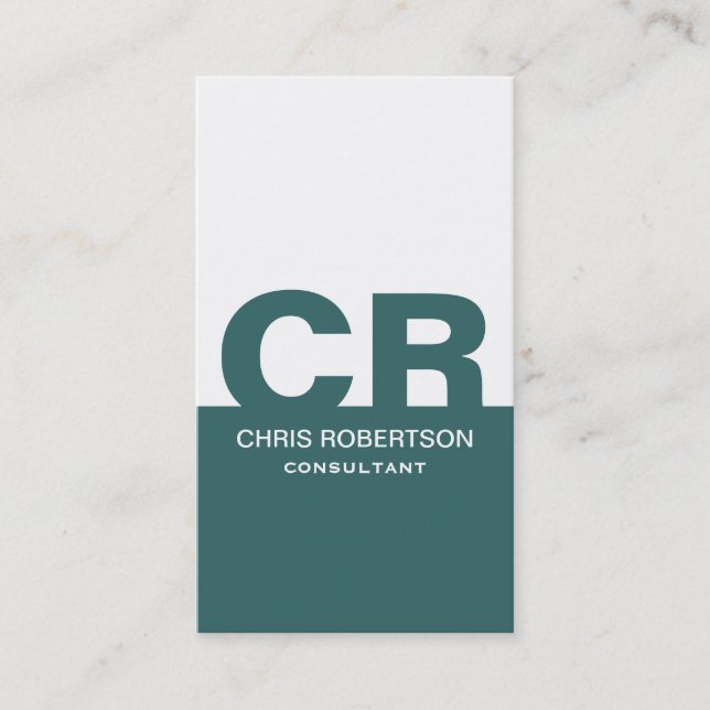 Monogram Blue White Consultant Business Card Visitenkarte (Vorderseite)