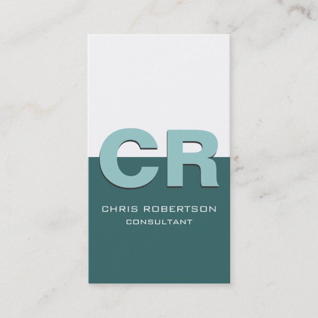 Monogram Blue White Consultant Business Card Visitenkarte (Vorderseite)