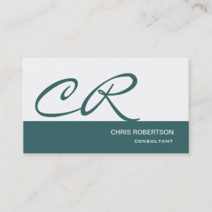 Monogram Blue White Consultant Business Card Visitenkarte