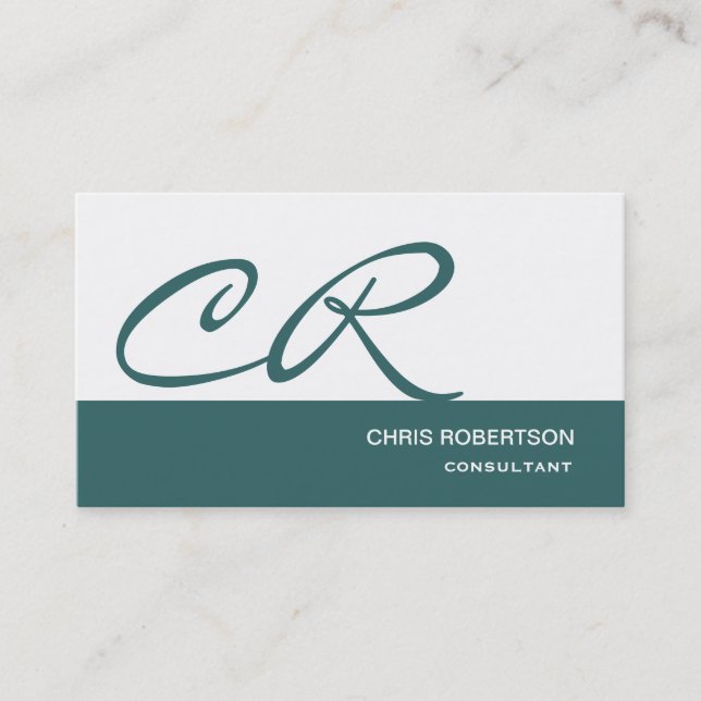 Monogram Blue White Consultant Business Card Visitenkarte (Vorderseite)