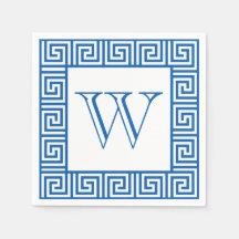 Monogram Blue & White Griechisch Papierserviette