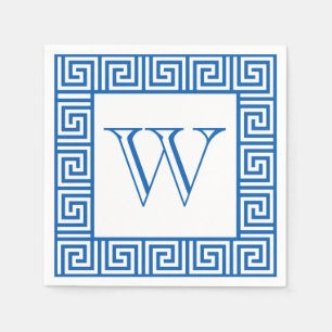 Monogram Blue & White Griechisch Papierserviette