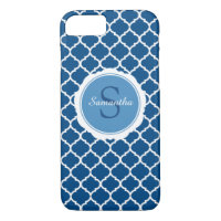 Monogram Blue White Modern Geometric