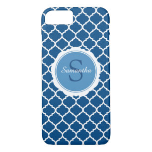 Monogram Blue White Modern Geometric Case-Mate iPhone Hülle