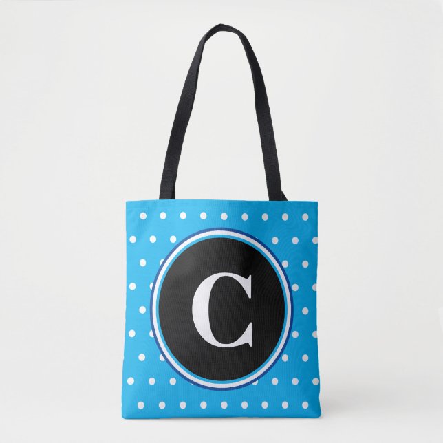 Monogram Blue White Polka Dots (Vorderseite)