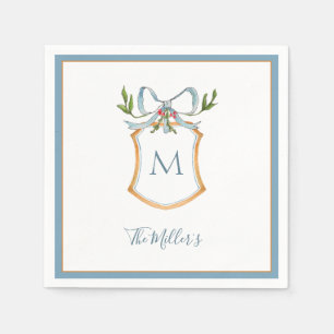 Monogram Blue & white Wappen Holiday Serviette
