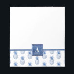 Monogram Blue White Watercolor Pineapple Notizblock<br><div class="desc">Personalize this blue and white monogram pineapple notepad. Cool summer tropical theme. So pretty for your office! Designed for you by Blackberry Boulevard</div>
