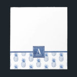 Monogram Blue White Watercolor Pineapple Notizblock<br><div class="desc">Personalize this blue and white monogram pineapple notepad. Cool summer tropical theme. So pretty for your office! Designed for you by Blackberry Boulevard</div>