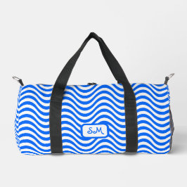 Monogram Blue White Wavy Stripes Psychedelic SM Duffle Bag
