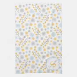Monogram Blue Yellow & Gray Kitchen Towel 16x24 Handtuch