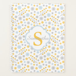 Monogram Blue Yellow Grey Scandinavian Planner Planer