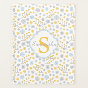 Monogram Blue Yellow Grey Scandinavian Planner Planer